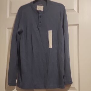 St. John's Bay Long Sleeve Blue Henley Shirt